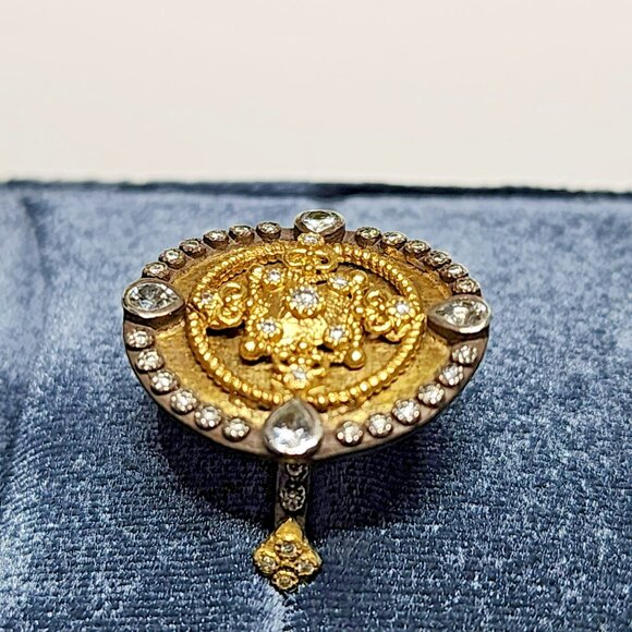 Armenta Old World 18K Gold & Silver Diamond Sapphire Ring 02742 Sz 7 – Excellent - Picture 14 of 16